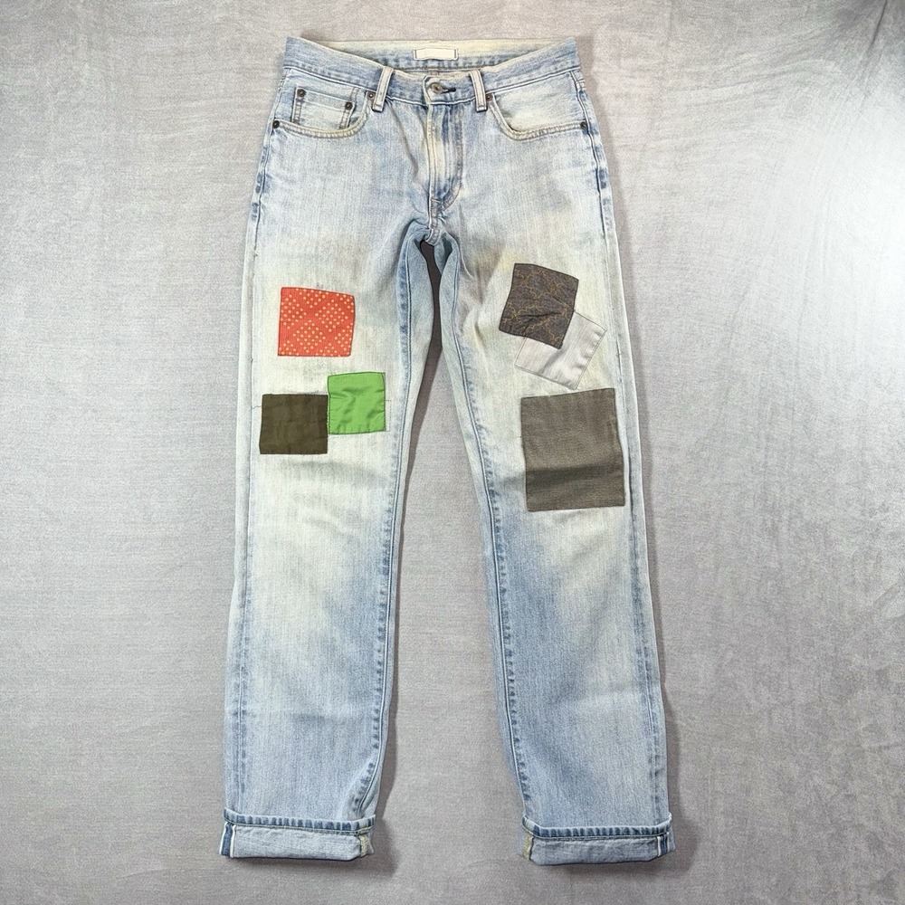 Uniqlo Jeans Men 29x33 Light Wash Kaihara Selvedge Stretch Patch Kurt Cobain GUC